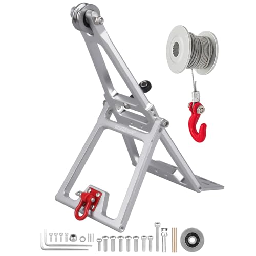 HobbyPark RC Crawler Tow Rig Crane 1/10 Scale Winch Stent Rescue Wrecker Kit Trailer Tow Hook for TRX4 SCX10 II Capra LCG Chassis Frame DIY Parts Updates (Silver) - color: Silver