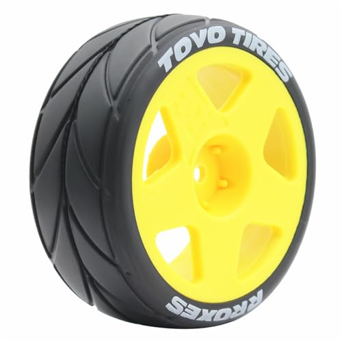 65mm 4PCS 1/10 RC On-Road tires and Hard Plastic wheels set Hex 12mm For WRC Drift Car Conversion 1/10 RC On-Road Car Traxxas Tamiya FW06 TT02 HPI HSP 94122 Kyosho W36 (Yellow) - color: Yellow