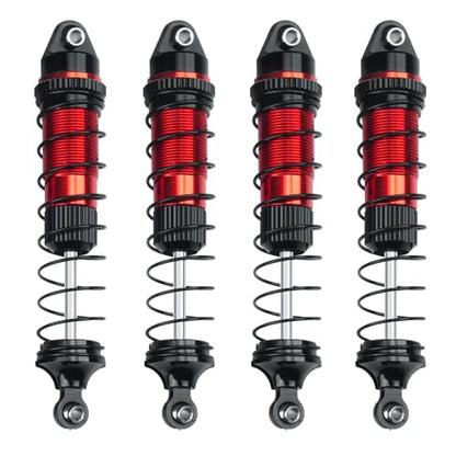 LSG 4Pcs Aluminum RC Shock Absorber Threaded Shocks for 1/18 LOSI Mini LMT 4x4 Brushed Monster Truck RTR Suspension Damper Upgrades Parts (Red) - color: Red