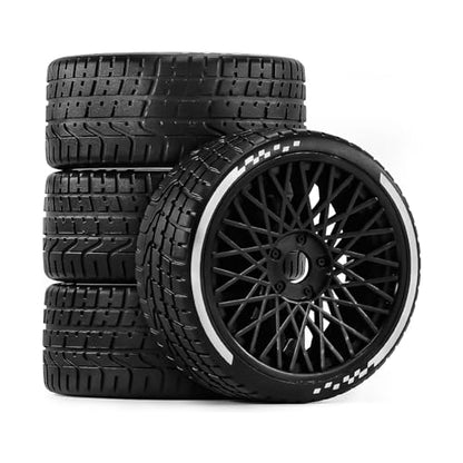 4PCS RC Highway Off-Road Truck Wheels & Tires - Compatible with 1/8 Typhon 6S BLX, 1/7 Infraction 6S BLX/Limitless - Foam Insert Plastic Rims （4 Small ） (Black（4pcs）) - color: Black（4pcs）