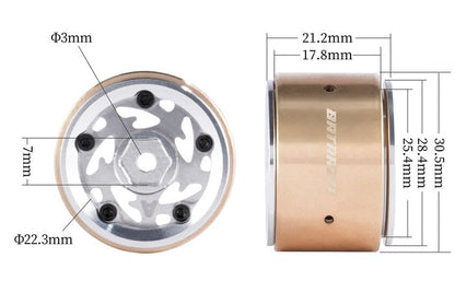 RC Crawlers Truck Upgrade Parts for 1/18 1/24 Scale&FMS FCX18 FCX24 : 1.0” Stellar Racing Beadlock Wheels (4pcs) Silver - color: Silver