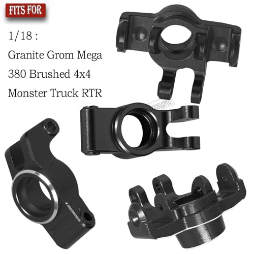 Upgrades Parts for 1/18 Granite Grom Mega 380 Brushed 4x4 Monster Truck RTR,Aluminum Front Steering Block Knuckles & C-Hubs Caster Blocks & Rear Hubs Hops Up,4PCS Black - color: Black(4pcs)