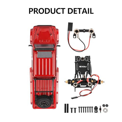SCX24 Body 6x6 Conversion Kit PC Body with Lights Frame-Axle Assembly for Bronco JLU C10 Basecamp Axial SCX24 6×6 RC Crawler Upgrades - style: Red