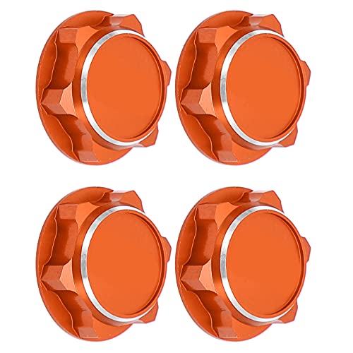 17mm Hex Wheel Nuts, 4pcs Aluminum Alloy 17mm Self Lock Hex Wheel Nuts Adapter Dustproof Caps for 1/8 RC Car Track Wheel Rims (Orange) - color: Orange