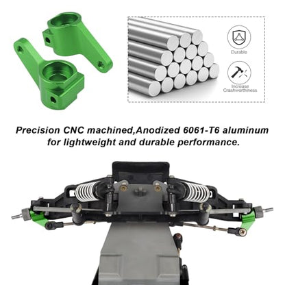 Hobbypark Aluminum Caster Blocks C-Hubs & Steering Blocks Knuckles for Traxxas 1/10 2WD Slash, Rustler, Stampede, Nitro Slash, Replace 3632 3736 (Green) - color: Green