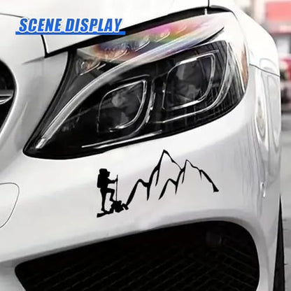 Craedli 2PCS Hiker Mountain Sticker Car Decal, 7.8"×3.3" Waterproof Vinyl Adventure Sticker, Outdoor Nature Hiking Car Window Bumper Decals for SUV Truck Auto Laptop (Black) - color: Black