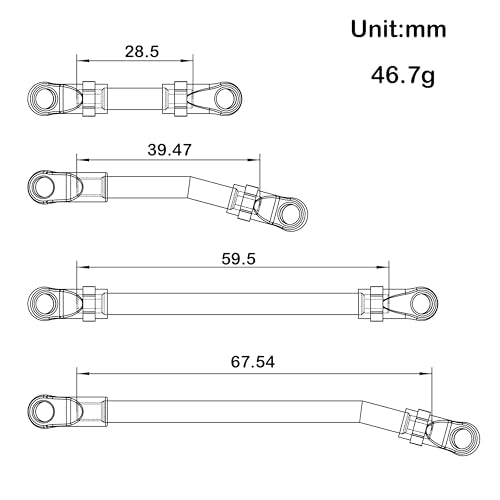MEUS RACING SCX24 Links Metal High Clearance Chassis Links & Steering Links Set for Axial SCX24 Gladiator AXI00005 1/24 RC Crawler(Brass)