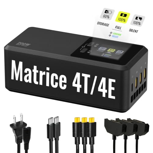 Matrice 4T/4E 200W Parallel Charging Hub for DJI Matrice 4 Series, Fast Multi Battery Charging Station, Charges 3 Batteries in 1hr 50min, 1.5" IPS LCD, 3 Smart Modes, 36W USB-C Drone Accessory