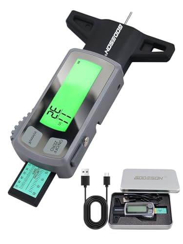Rechargeable Digital Tire Tread Depth Gauge, USB-C, Backlit LCD | 0-1 inch Measuring Range, mm/Decimal/Fraction Inch Modes, Auto Power Off, Tire Wear Tool for Cars, SUVs, Trucks and RVs