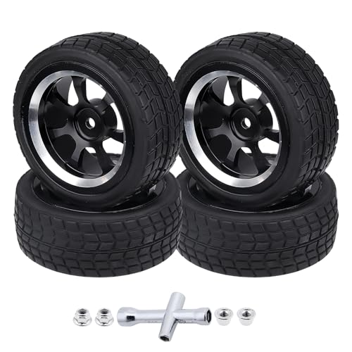 Preglued 2.64" OD Aluminum Metal 12mm Hex Wheels and Tires Set for 1/10 On-Road Racing RC Touring Cars Drift, Compatible with Traxxas 4Tec 2.0/3.0, Tamiya TT01 TT02, HPI RS4, Redcat(Color D) - color: Color D