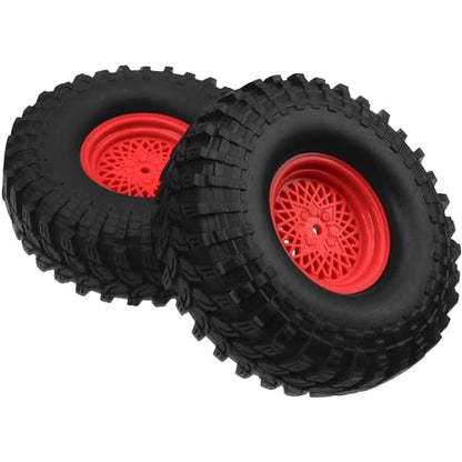RC 1.9" RC Tires and Wheel Nylon Rims 12mm Hex Hub OD 116mm/4.56" Rubber Tyre Compatible with 1/10 Axial SCX10 RC4WD D90 Tamiya CC01 TF2 Traxxas TRX4 RC Rock Crawler (Red) - color: Red