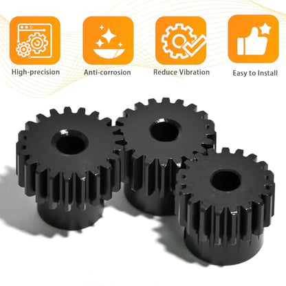 3PCS 48P Pinion Gear Set Hardened Steel 3.175mm Shaft 19T 20T 21T with Screws & Hex for 1/10 RC Arrma Traxxas HPI Kyosho Losi Axial SCX10 Tamiya Monster Truck Buggy Motor Upgrade Parts - size: 19 20 21T