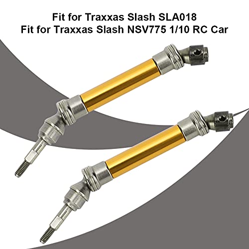 2Pcs RC Car Front Shaft Stainless Steel Rear Drive Shaft Universal Driveshaft Fit for Traxxas RC Truck Upgrades Parts (Yellow) - color: Yellow