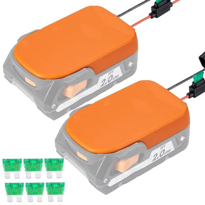 【2 Packs】 Power Wheel Adapter for AEG RIDGID 18V MAX Lithium Battery Adapter Power Wheels Battery Converter Kit with Fuses & Wire Terminals, 12AWG Wire, Power Connector for DIY Rc Car Toys - style: for AEG RIDGID Battery