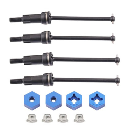 Steel Universal Front and Rear CVD Axles Drive Shafts Set with Aluminum 7075 Wheel Hex Upgrade Parts for Arrma 1/18 Granite Grom Mega 380 Brushed 4x4 Monster Truck RTR, Black (4PCS) - color: Front-rear Cvd- Black