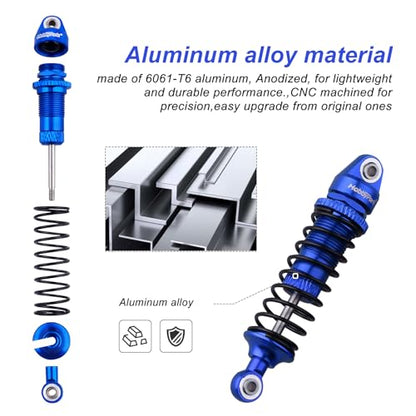 HobbyPark Aluminum Shocks Absorber Assembled (Front & Rear) Full Metal Dampers for Traxxas 1/18 LaTrax Teton Desert Prerunner, Replace Parts 7660 7665(4-Pack) (Navy Blue) - color: Navy Blue