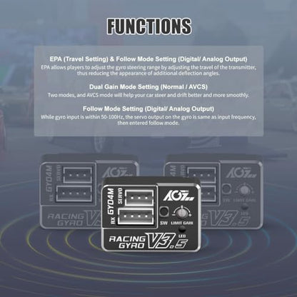 AGFRC 4g AVCS Gyro for RC Mini-Z Drift Car (GY04M V3.5 Black) | CNC Case, 3.7-8.4V, 20mA, AVCS & Normal Dual Modes, 32-bit PID Control, for Mini-Z, Competition Grade RC Drifting - color: Black