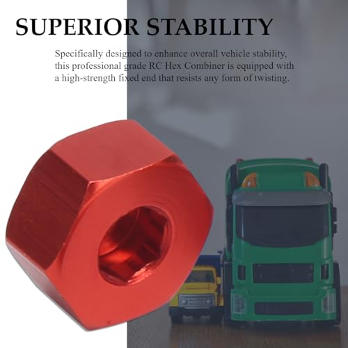 4pcs RC Hex Combiner, Wheel Hub Hex Adapter 5mm to 12mm Combiner Available for WPL D12 1/10 RC Model Trucks (Red R)
