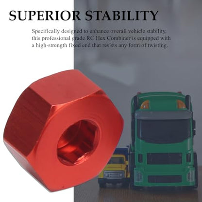 4pcs RC Hex Combiner, Wheel Hub Hex Adapter 5mm to 12mm Combiner Available for WPL D12 1/10 RC Model Trucks (Red R)