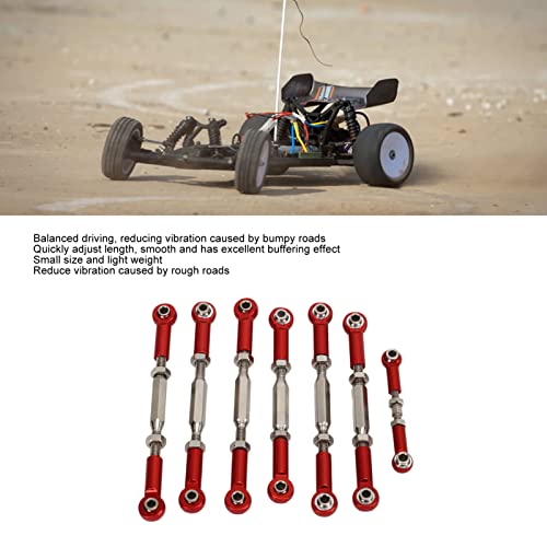 RC Car Push Rod Set, Aluminum Alloy Adjustable Turnbuckle Rod Linkage Upgrade Parts for Slash 1/10 Short Course (Red) - color: Red