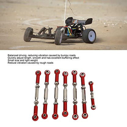 RC Car Push Rod Set, Aluminum Alloy Adjustable Turnbuckle Rod Linkage Upgrade Parts for Slash 1/10 Short Course (Red) - color: Red