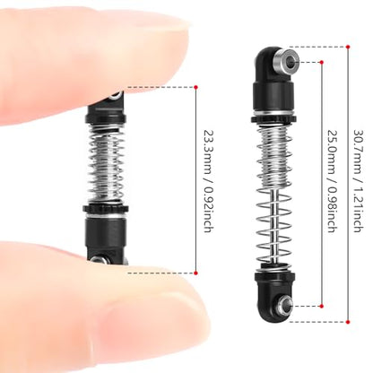 25mm Aluminum RC Shock Absorber Set, 4PCS CNC Threaded Suspension Upgrade, Replacement for 1/30 Axial SCX30 Crawler Car Ford Bronco, Jeep Wrangler, Chevrolet K10, Black - color: Black