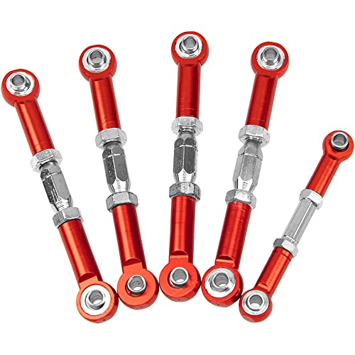 Metal Turnbuckles Rod Camber Links Steering Linkage Tie Rods Pull Rod Compatible with Redcat Racing Blackout SC,SC Pro, XTE, XTE Pro,XBE,XBE Pro 1/10 RC Car (Red) - color: Red