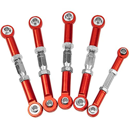 Metal Turnbuckles Rod Camber Links Steering Linkage Tie Rods Pull Rod Compatible with Redcat Racing Blackout SC,SC Pro, XTE, XTE Pro,XBE,XBE Pro 1/10 RC Car (Red) - color: Red