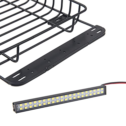 ShareGoo RC 1/10 Metal Roof Rack Luggage with 40Led Roof Light Bar Compatible with Traxxas TRX4 Axial SCX10 90046 Tamiya CC01 D90 Wrangler 1/10 RC Crawler Car