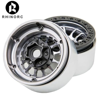 RhinoRC MOZA 1.9 Inch Negative Offset Aluminum Wheel Rim, 4PCS RC Beadlock Wheels for 1/10 RC Crawler Axial SCX10 RR10 Wraith TRX4 TRX-6 (WH1906) - color: Wh1906