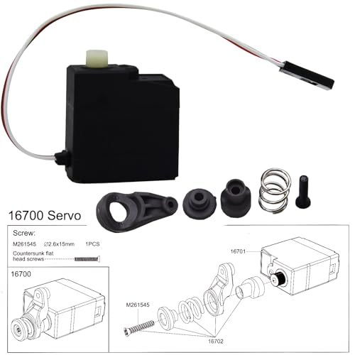 Blomiky 3 Wire 16701 Servo and 16702 Servo Saver Assembly Acessories Suitable for MJX Hyper Go 1/16 Scales Remote Control Trucks/ 16700 H16 Servo Set