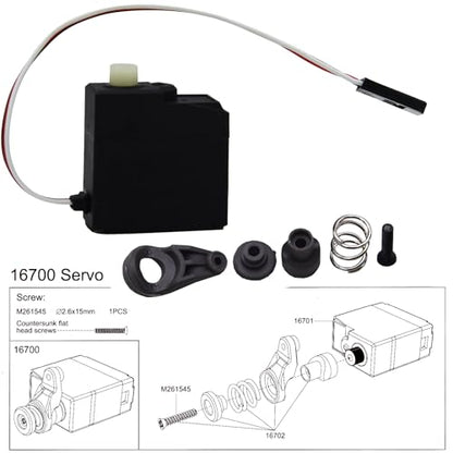 Blomiky 3 Wire 16701 Servo and 16702 Servo Saver Assembly Acessories Suitable for MJX Hyper Go 1/16 Scales Remote Control Trucks/ 16700 H16 Servo Set