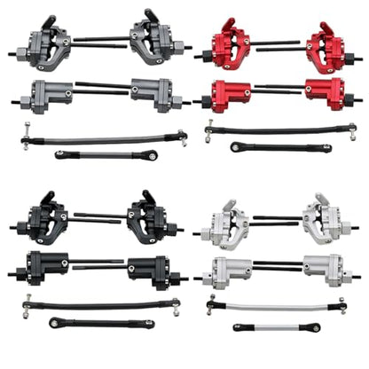 1/10 RC Crawler Aluminum Portal Front and Rear Axle Set for Axial SCX10 II 90046 90047 AR44 – CNC Alloy Axles with Steering Link Upgrade Parts for SCX10 Trucks (Silver Rear Axle) - color: Silver Rear Axle
