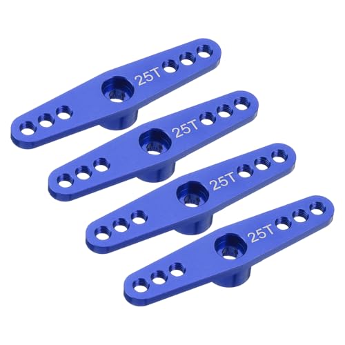 MECCANIXITY 4 Pcs Aluminum Servo Horn 25T Servo Horn Steering Double Arms 47mm Length Deep Blue Suitable for DIY RC Car/Boat/Airplanes Boat Model Accessories - color: Deep Blue