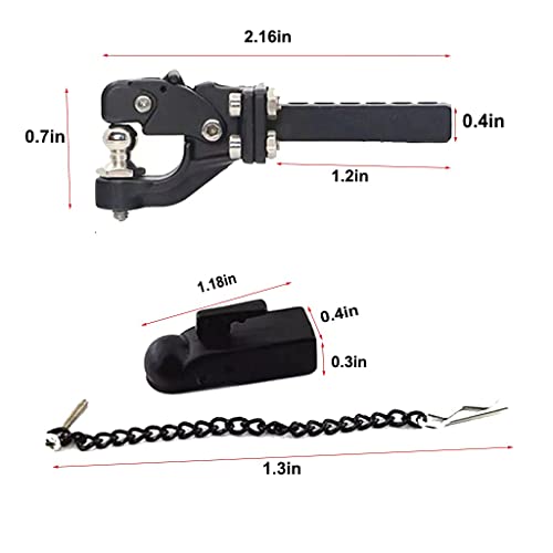 Metal Hitch Trailer Hook Ball Buckle Simulation Link Component Suitable for Scx10 90046 Traxxas Trx4 110 RC Car, Trailer Tow Hitch Tow Hook Drop (Hook + Coupler), Black