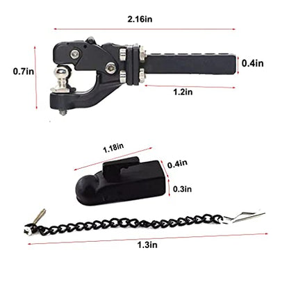 Metal Hitch Trailer Hook Ball Buckle Simulation Link Component Suitable for Scx10 90046 Traxxas Trx4 110 RC Car, Trailer Tow Hitch Tow Hook Drop (Hook + Coupler), Black
