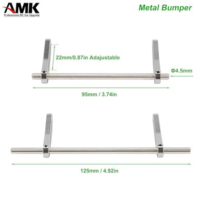 AMK Adjustable 1/10 Scale Bumper Mount Front Rear, Metal Bumper Kit with Modular Fairlead D-Ring Tow Strap for RC Crawler Axial SCX10 Element Enduro Gen7 Gen8 TRX6 TRX4 Upgrades (Silver) - color: Silver