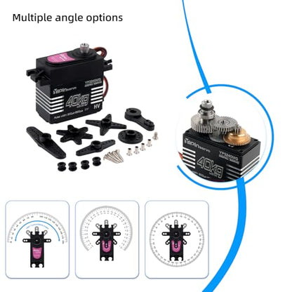 40KG Digital Servo, 3240MG High-Torque Metal Gear, IP67 Waterproof, 5-7.4V, 180°/270° Control Range, 2-Pack for RC Crawler TRX6 SCX10 (270 Degree) - style: 270 Degree