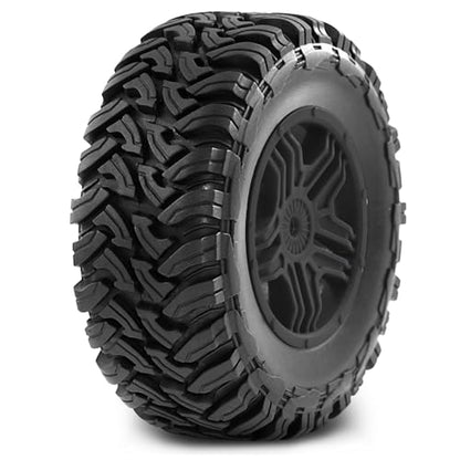 REDSPIDER•1/10 12mm Hex Short Course SC Trucks Wheels and Tires（4pcs） OD 4.3''for 1/10 RC Off-Road Car Traxxas TRX4 Slash Arrma Losi Tenacity Vkar 10sc Hpi RC Buggy Car 4PCS (Black) - color: Black