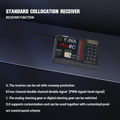 HOTRC DS-4A 2.4G 4 Channel Single Hand RC Radio Transmitter with 4CH Receiver for RC Car Boat Drone Airplane (W/ 1 RX)