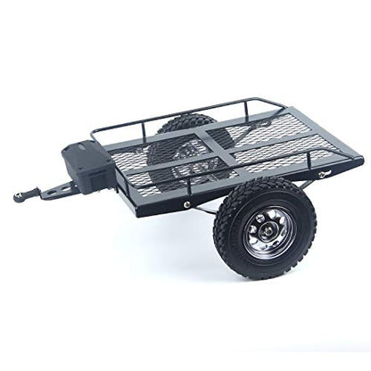 LCX Racing 1/10th RC Crawler Car Heavy Duty Metal Trailer RC Crawler Hooper Trail Cargo Carrier Metal Kit for Axial SCX10 SCX10 II TRX4 TRX6 Redcat Gen7 Gen8 D90 HPI