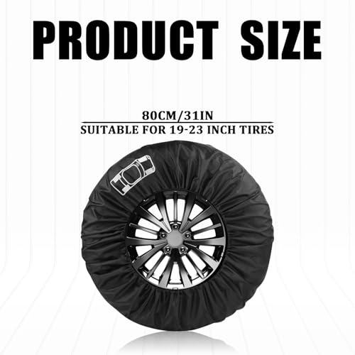Car Spare Tire Cover, 210T Oxford Cloth Sun Dustproof Spare Tire Storage Bag, Wheel Protector with Side Tool Pouch, Adjustable Drawstring Universal 19"-23" Diameters Tire for Most Cars (Black #L) - size: Black #L