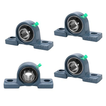 4 Pack UCP205-16 Pillow Block Bearing - Pack of 4 Mounted Pillow Block Bearings - 1" Mounted Pillow Block Chrome Steel Bearings Solid Cast Iron Base - Self Alignment