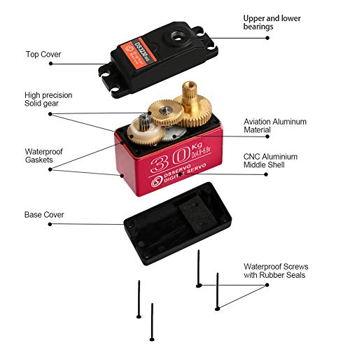 30KG Digital servo high Torque Full Metal Gear Waterproof, Suitable for RC Model Remote Control car with a Control Angle of 180° - style: 1Pcs 30kg