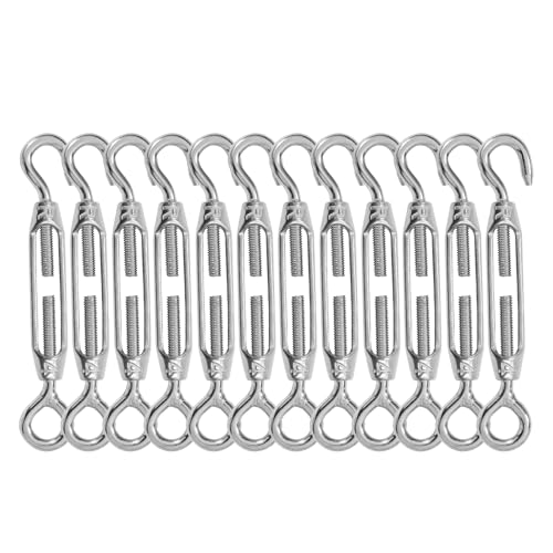 12PCS M4 Hook and Eye Stainless Steel Turnbuckle for Shade Sail | Corrosion-Resistant,Easy Installation,Heavy Duty,for Cable Tent Sun Shade,Garden Decor - size: M4-12PCS-OC