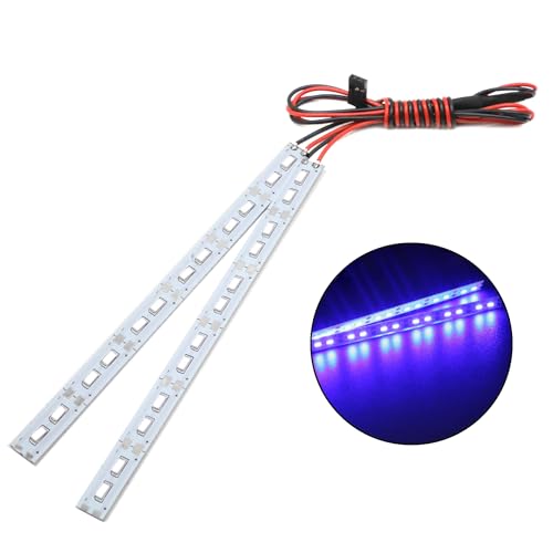 RC Car 24 LEDs Chassis Lights Strip Aluminum LED Lamp 6V Accessories for 1/8 1/10 1/16 RC Truck Tank Crawler Buggy Car HPS HPI Tamiya SCX24 TRX4 TRX6 Slash Rustler Redcat 4WD (Blue) - color: Blue