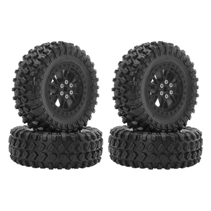 RC Tires & Wheels Set, 70x25mm Soft Rubber Tires with Foam Inserts, 5mm HexPlastic Beadlock Rims for 1/12 MN D90/D91/MN98/MN99S & 1/16 WPL C14/C24/C54/C64/C74/B16/B36 (B;Black) - color: B;Black