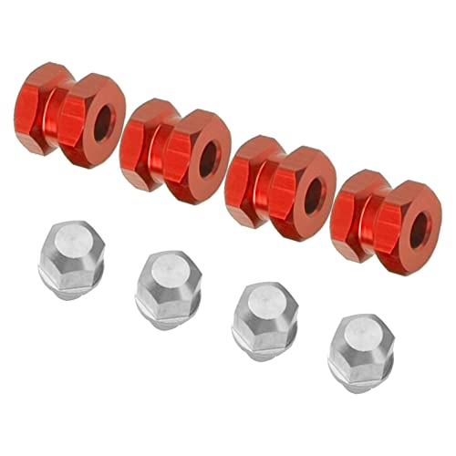 12mm Hex Wheel Hubs RC Hex Hub Drive Adapter Thickness 12mm Offset Extension Compatible with Axial SCX10 90046 D90 Tamiya MST 1/10 RC Crawler Car (Red) - color: Red