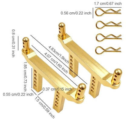 2 Pieces of 1/16 Scale RC Body Post Mounting Kit, Replacement Body Shell for Model 16101 16103, Modified DIY, Gold - color: Gold