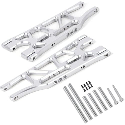 7075 Aluminum Lower Suspension Arms L&R for 1/5 Traxxas X-MAXX 8S, Heavy Duty Front/Rear Control Arms A-Arms Upgrade, CNC Machined, Anodized Silver, Replacement for Traxxas 7730 7731 - style: Lower Suspension Arms